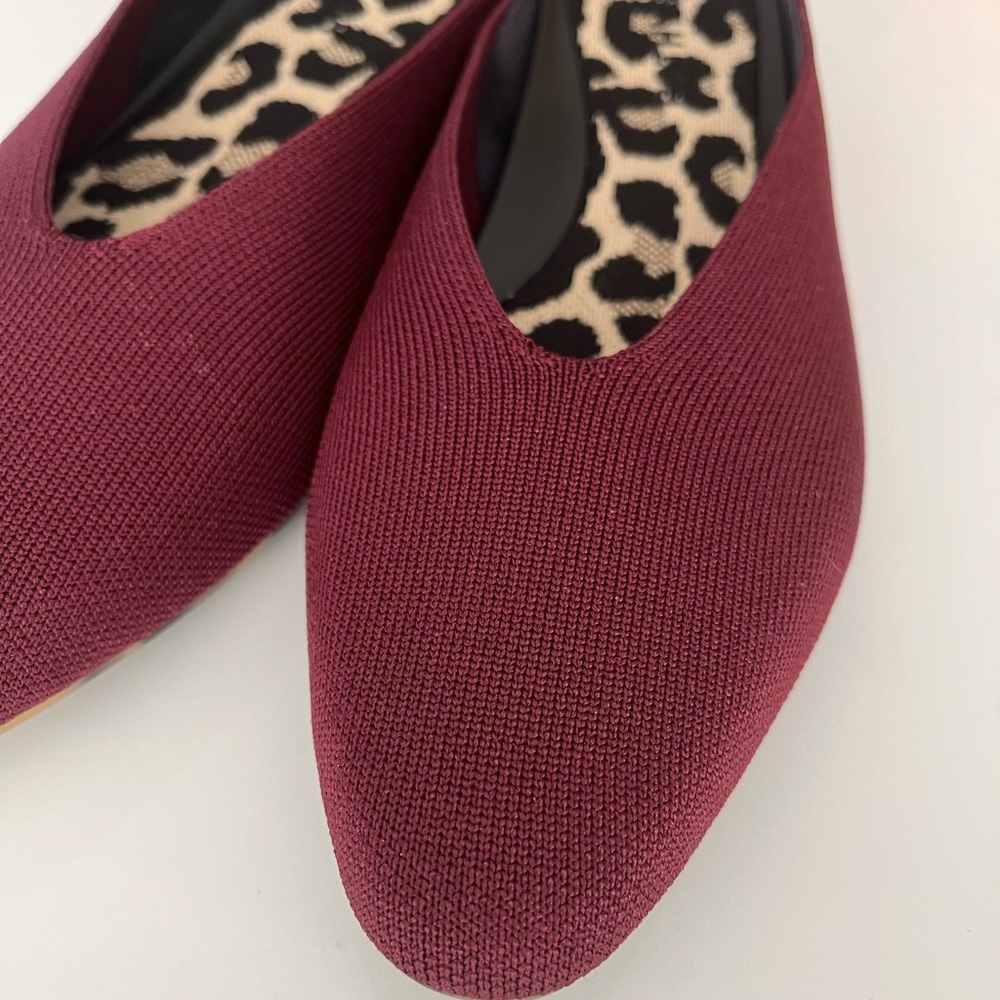 Rothy’s Almond Demi Mule Flats size 10 Black Cherry Burgundy NEW